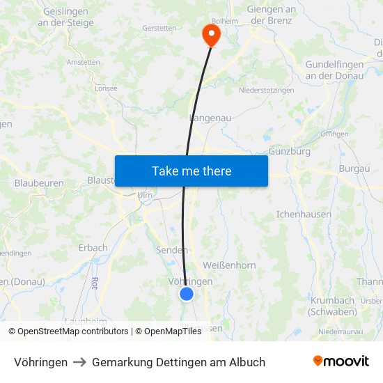 Vöhringen to Gemarkung Dettingen am Albuch map