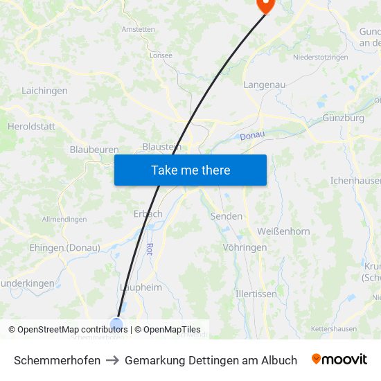 Schemmerhofen to Gemarkung Dettingen am Albuch map