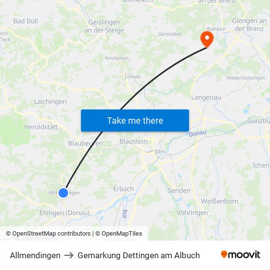 Allmendingen to Gemarkung Dettingen am Albuch map