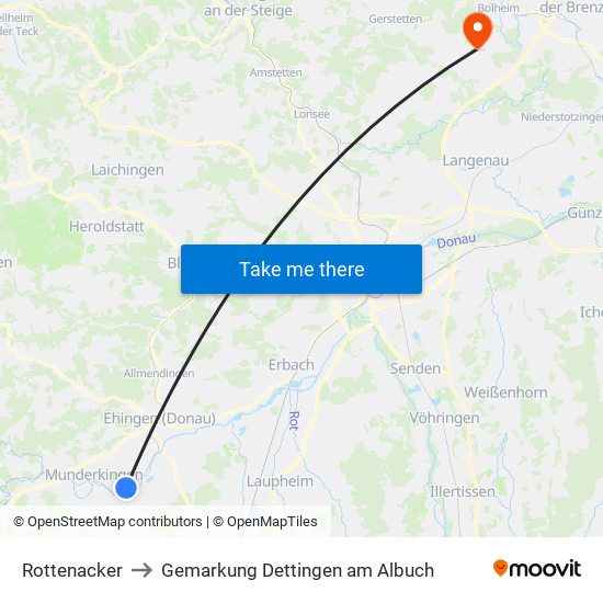 Rottenacker to Gemarkung Dettingen am Albuch map