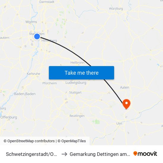 Schwetzingerstadt/Oststadt to Gemarkung Dettingen am Albuch map