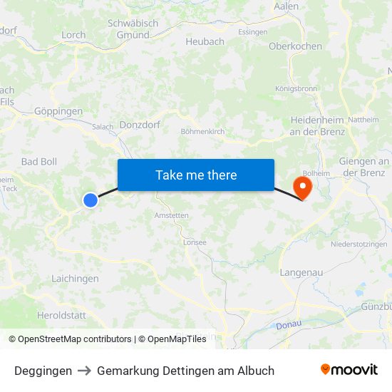 Deggingen to Gemarkung Dettingen am Albuch map