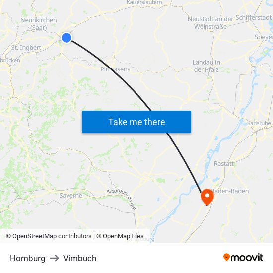 Homburg to Vimbuch map