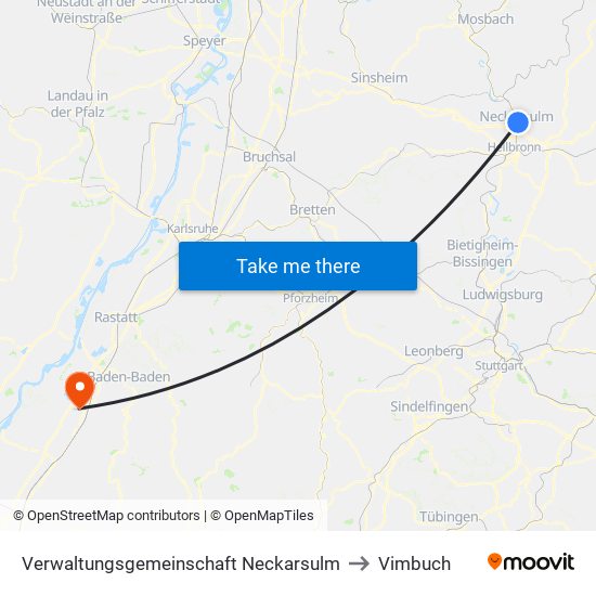 Verwaltungsgemeinschaft Neckarsulm to Vimbuch map