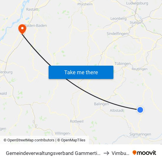 Gemeindeverwaltungsverband Gammertingen to Vimbuch map