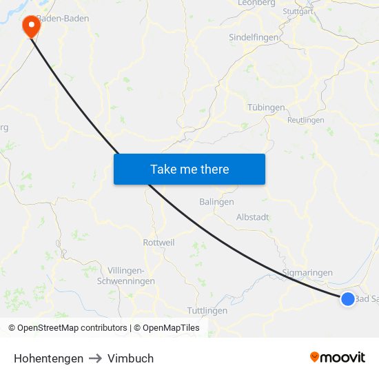 Hohentengen to Vimbuch map