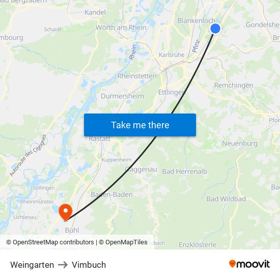 Weingarten to Vimbuch map