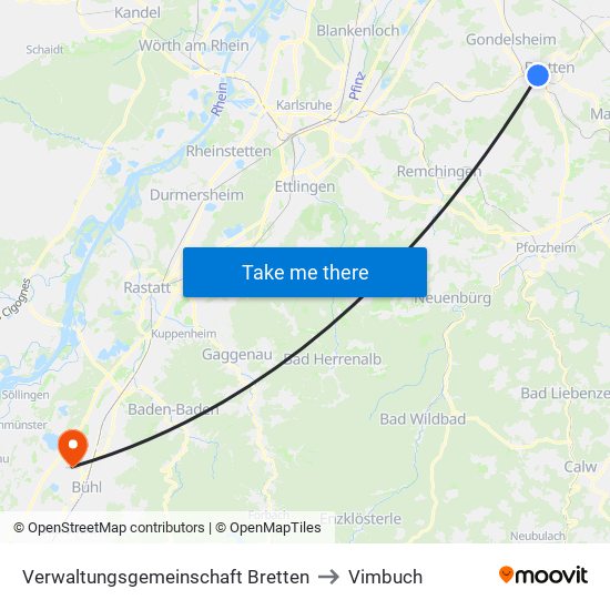 Verwaltungsgemeinschaft Bretten to Vimbuch map