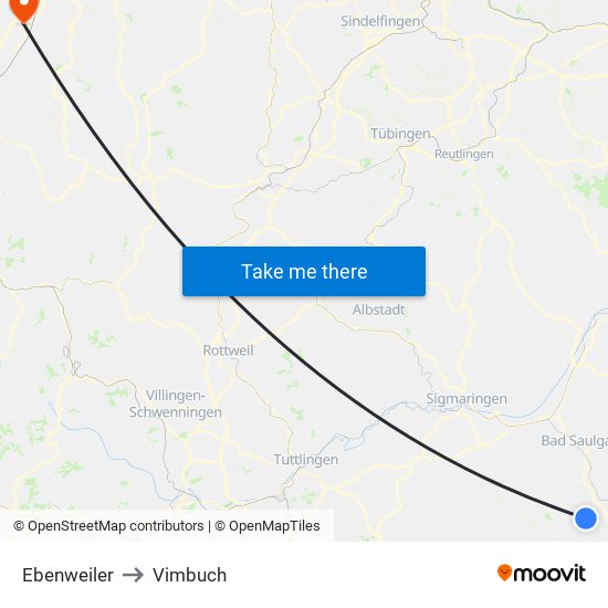 Ebenweiler to Vimbuch map