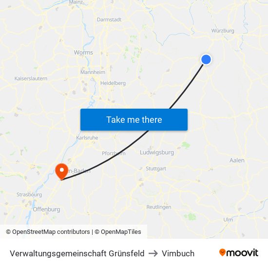 Verwaltungsgemeinschaft Grünsfeld to Vimbuch map