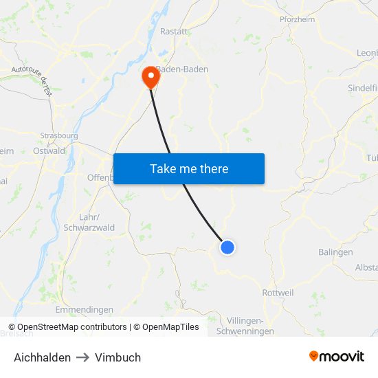 Aichhalden to Vimbuch map