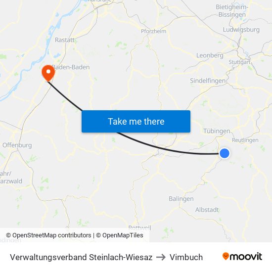 Verwaltungsverband Steinlach-Wiesaz to Vimbuch map