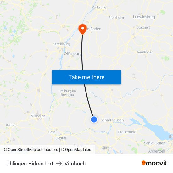 Ühlingen-Birkendorf to Vimbuch map