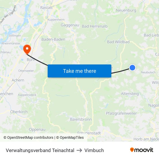 Verwaltungsverband Teinachtal to Vimbuch map