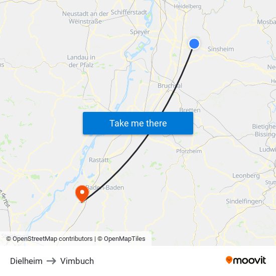 Dielheim to Vimbuch map