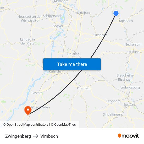 Zwingenberg to Vimbuch map