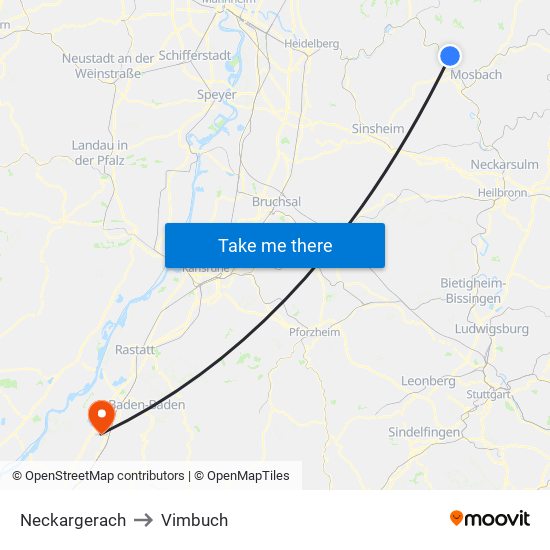 Neckargerach to Vimbuch map