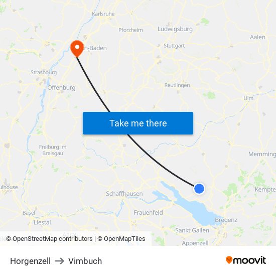 Horgenzell to Vimbuch map