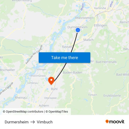 Durmersheim to Vimbuch map