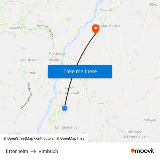 Ettenheim to Vimbuch map