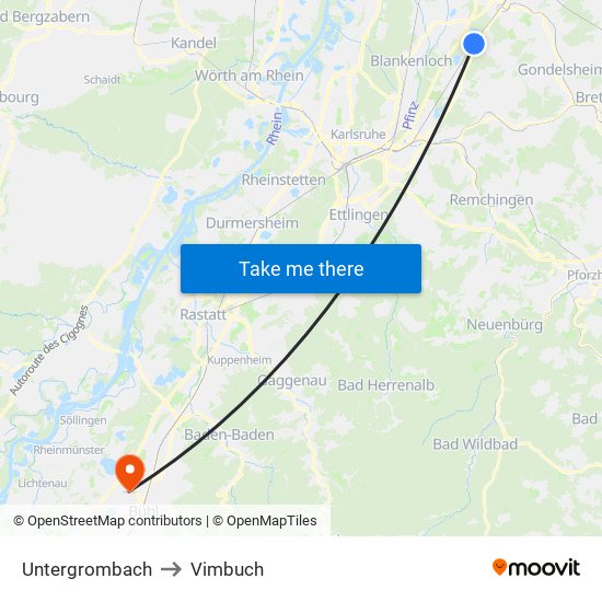 Untergrombach to Vimbuch map