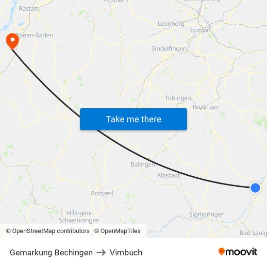 Gemarkung Bechingen to Vimbuch map