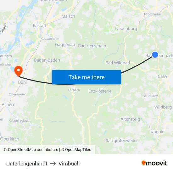 Unterlengenhardt to Vimbuch map