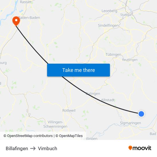 Billafingen to Vimbuch map