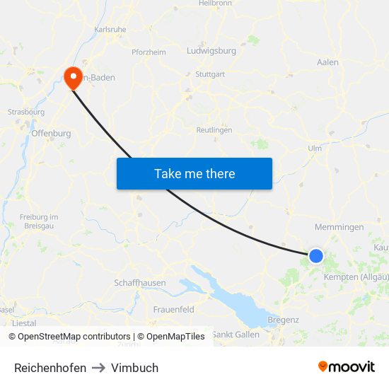 Reichenhofen to Vimbuch map