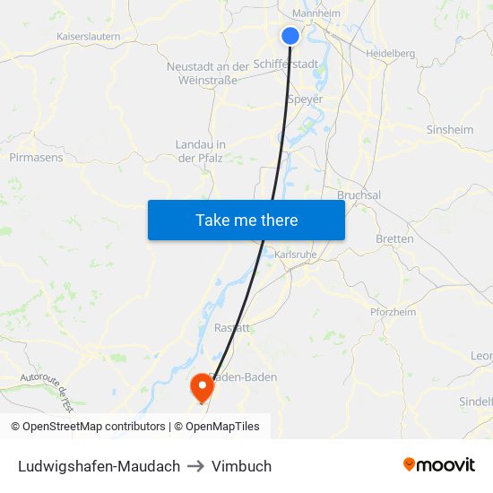 Ludwigshafen-Maudach to Vimbuch map