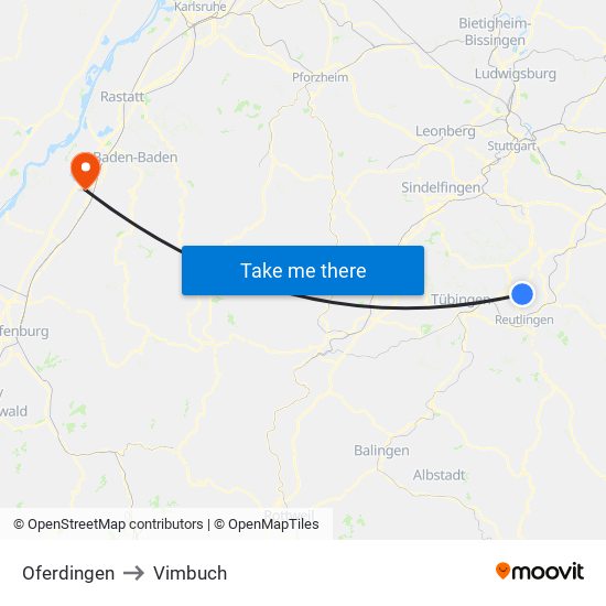 Oferdingen to Vimbuch map