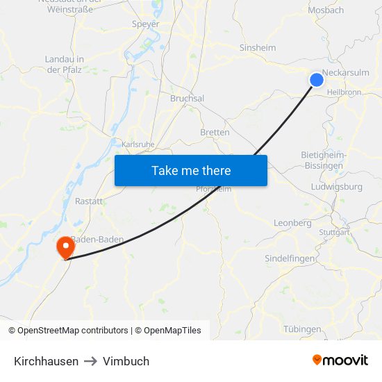 Kirchhausen to Vimbuch map