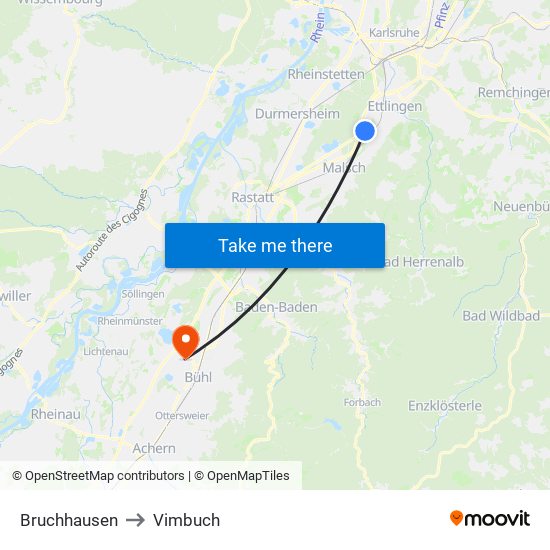 Bruchhausen to Vimbuch map