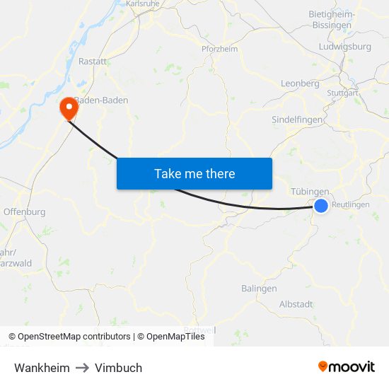 Wankheim to Vimbuch map