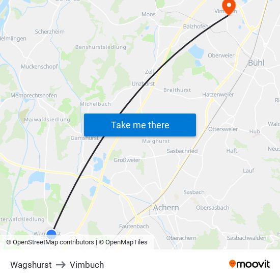 Wagshurst to Vimbuch map
