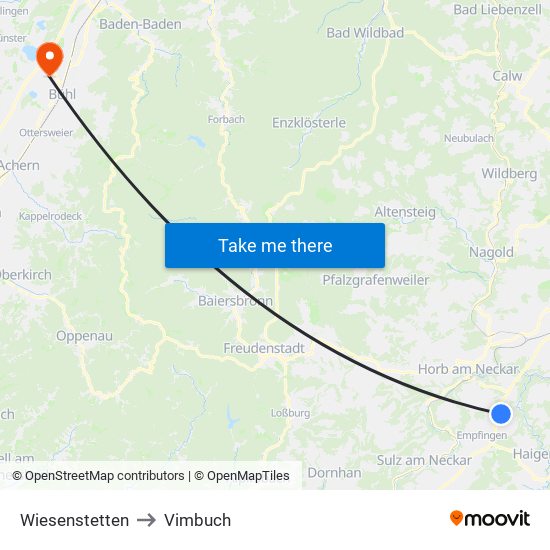 Wiesenstetten to Vimbuch map