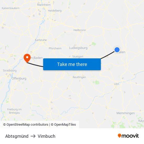 Abtsgmünd to Vimbuch map