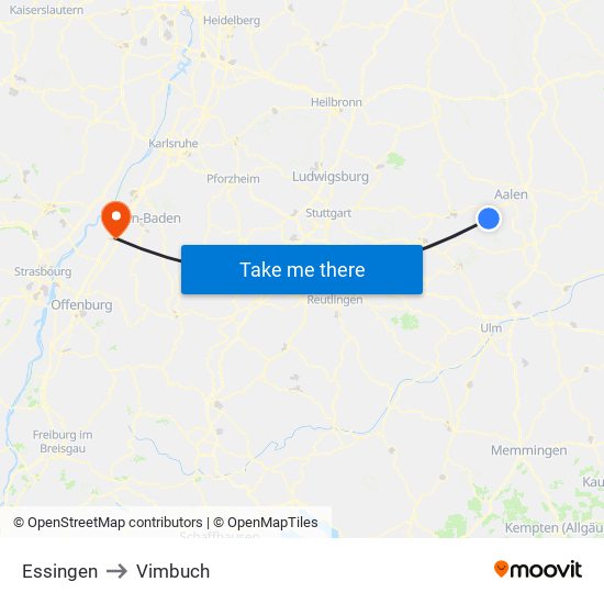 Essingen to Vimbuch map
