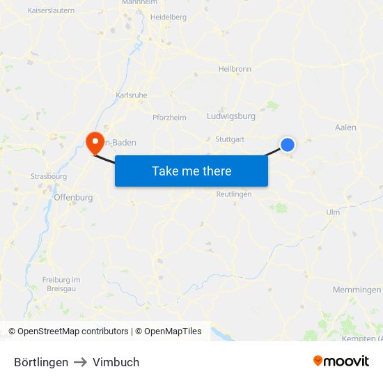 Börtlingen to Vimbuch map