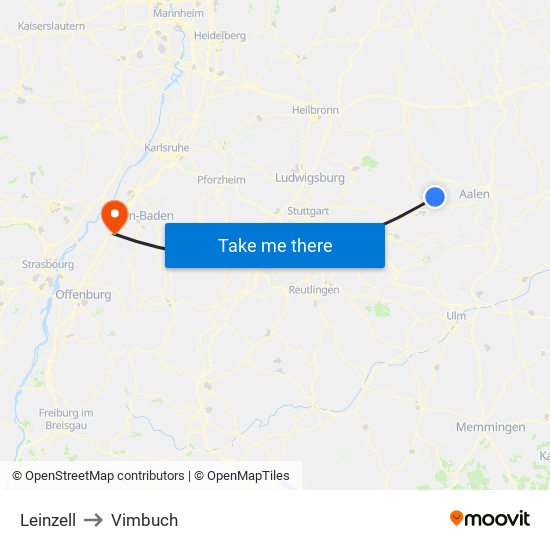 Leinzell to Vimbuch map