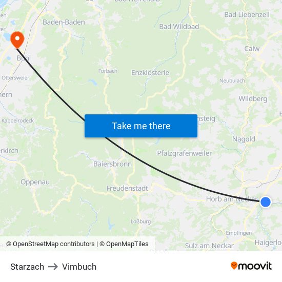 Starzach to Vimbuch map