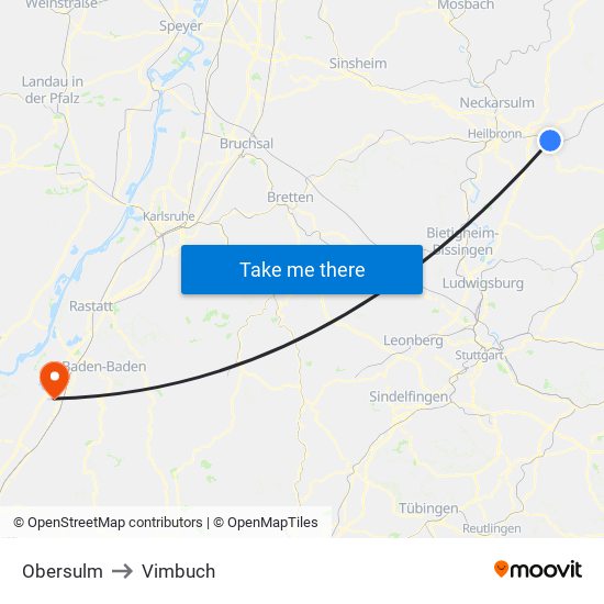 Obersulm to Vimbuch map