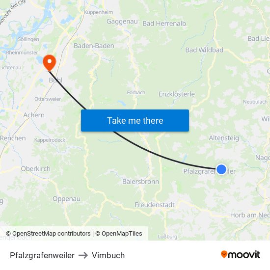 Pfalzgrafenweiler to Vimbuch map