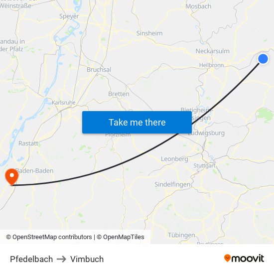 Pfedelbach to Vimbuch map