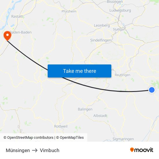 Münsingen to Vimbuch map