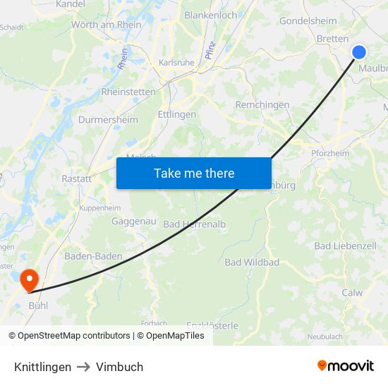 Knittlingen to Vimbuch map