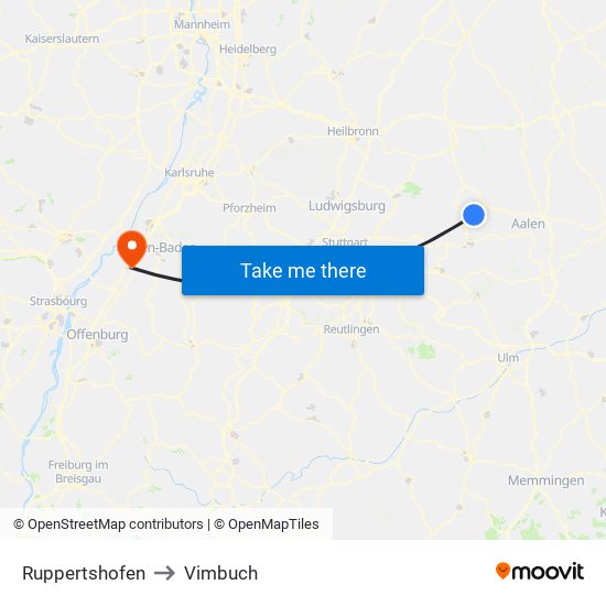 Ruppertshofen to Vimbuch map