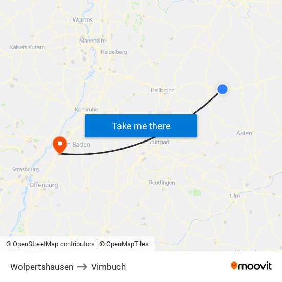 Wolpertshausen to Vimbuch map