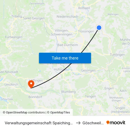 Verwaltungsgemeinschaft Spaichingen to Göschweiler map