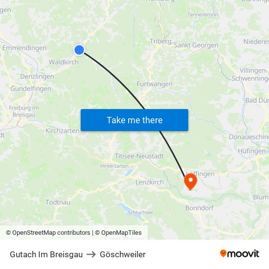 Gutach Im Breisgau to Göschweiler map